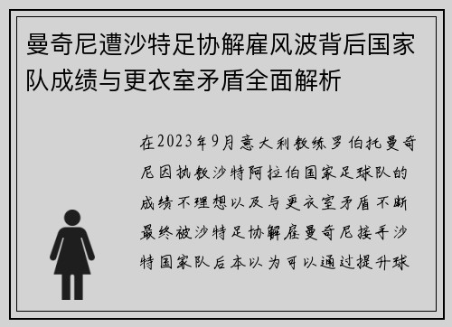 曼奇尼遭沙特足协解雇风波背后国家队成绩与更衣室矛盾全面解析 曼奇尼遭沙特足协解雇风波背后国家队成绩与更衣室矛盾全面解析